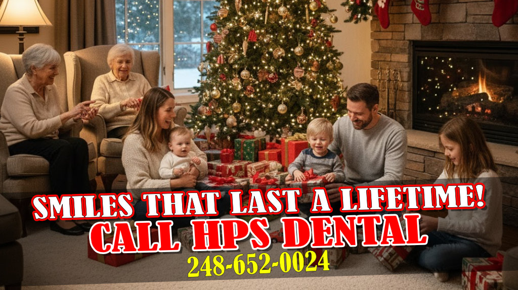 Multigenerational family celebrating the holidays, reflecting family dental wellness in Shelby Township
