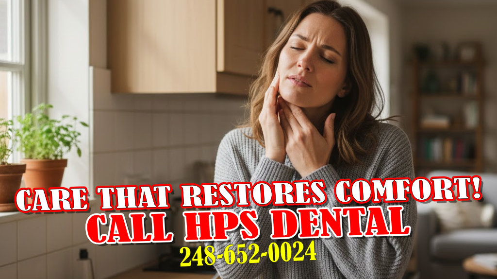 Person at home experiencing jaw discomfort associated with TMJ