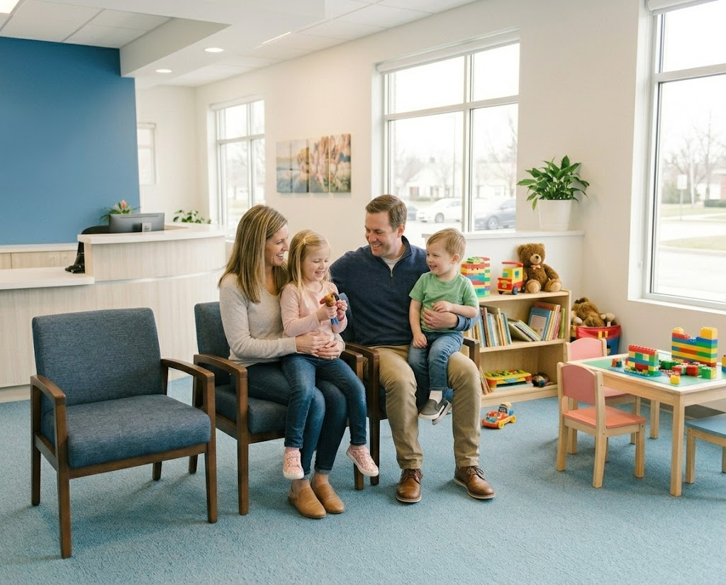 Happy family smiling after dental checkup at HPS Advanced Dental Care family dentistry in Shelby Township Michigan