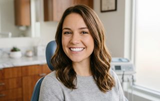 Patient smiling with brilliantly white teeth after ZOOM whitening at HPS Advanced Dental Care Shelby Township Michigan